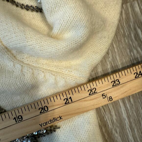 Vtg 80s Holiday Sweater Sequin Bow Pearl Pullover Alfred Dunner L Coquette Glam - Picture 7 of 8